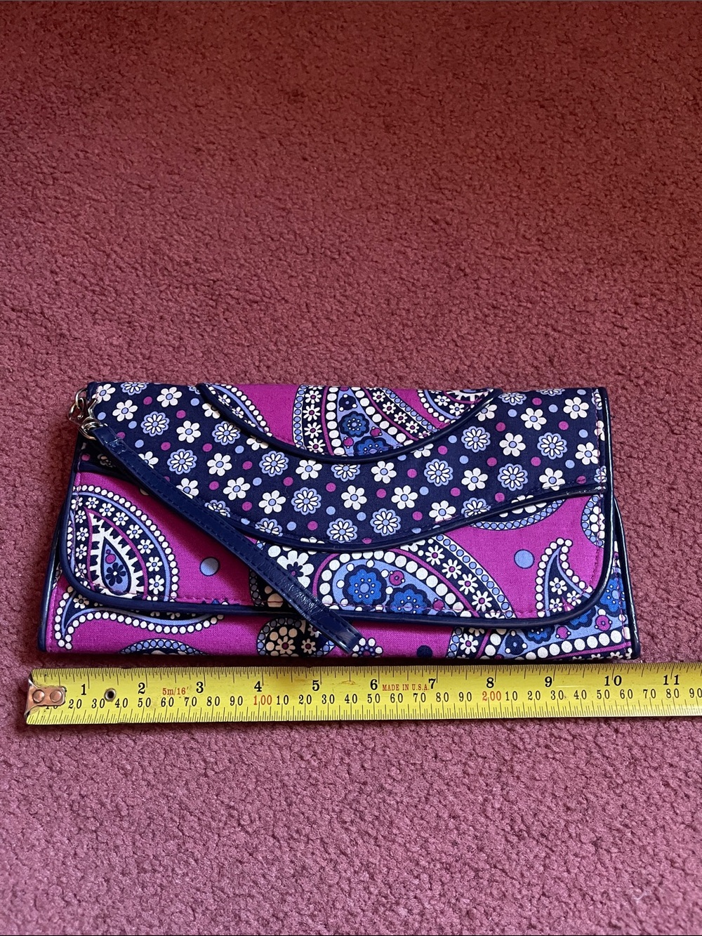 Vera Bradley Pink & Navy Paisley Fold-Over Wristlet - Picture 6 of 6